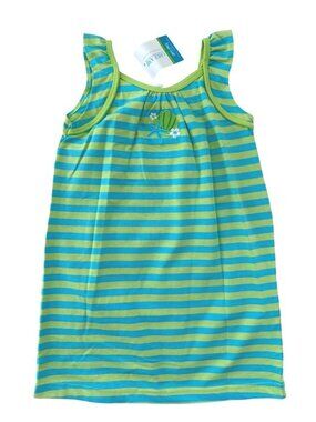 Chez Ami Patsy Aiken NWT Striped Green/Teal Sleeveless Dress Shell Embroidery 6X